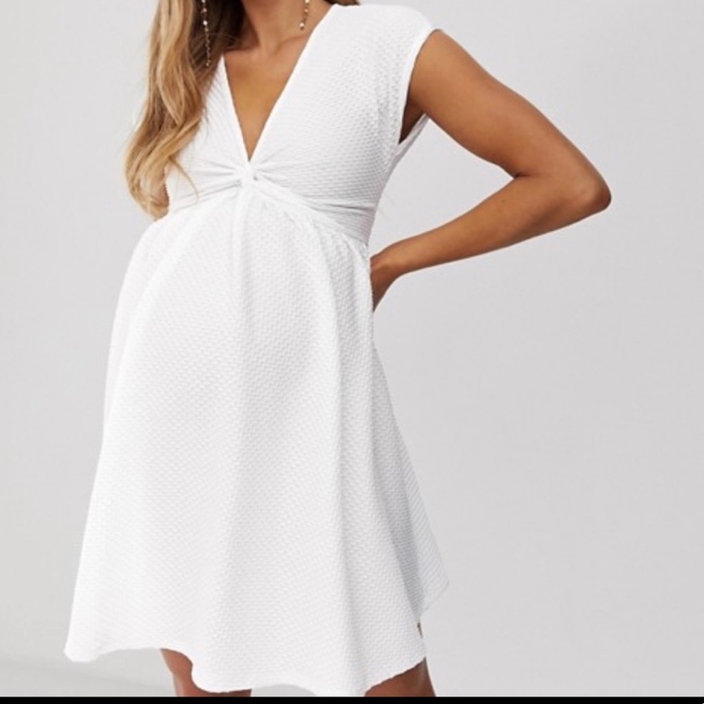 ASOS white maternity open back dress